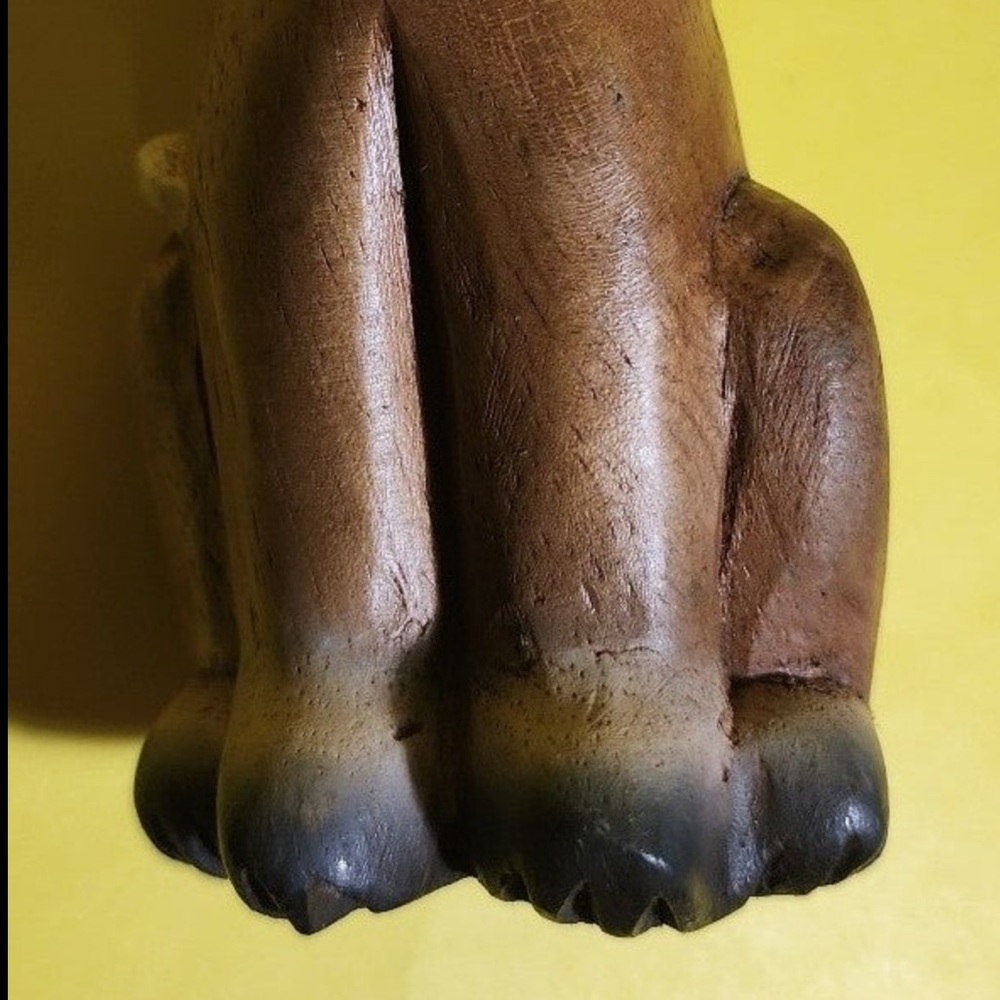 8” Hand Carved Wooden Tabby Cat - Picture 3 of 6